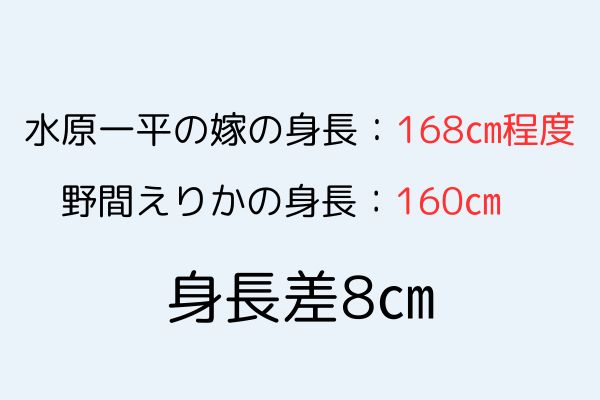 水原一平の嫁と野間えりかの身長